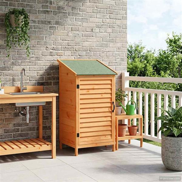 Grote foto vidaxl tuinschuur met dak bruin 59 x 56 x 113 5 cm massief vurenhout tuin en terras tuinhuisjes en blokhutten