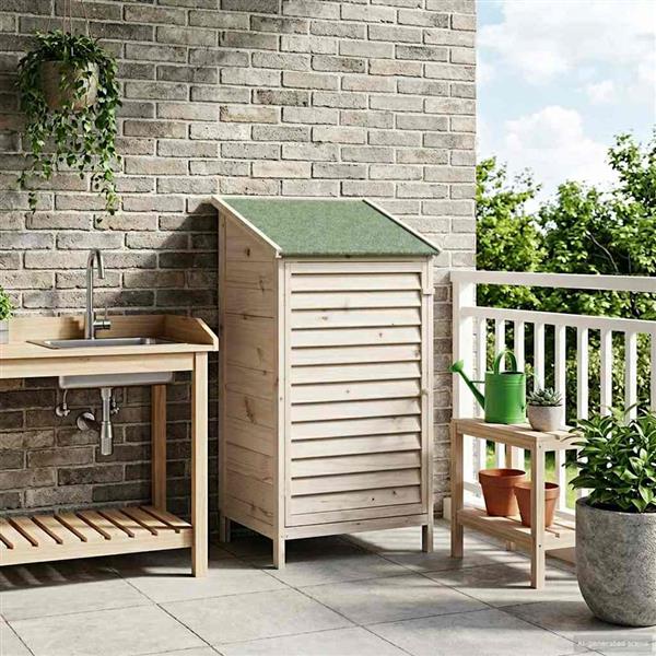 Grote foto vidaxl tuinschuur met dak wit 59 x 56 x 113 5 cm massief vurenhout tuin en terras tuinhuisjes en blokhutten