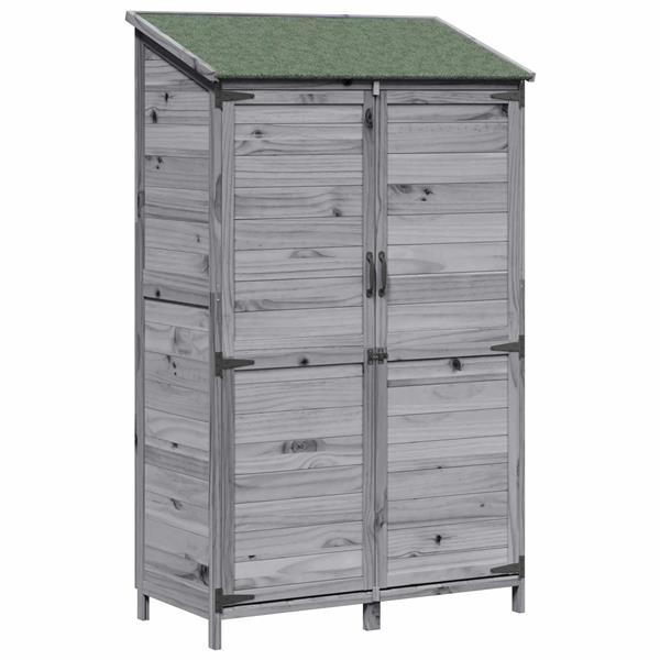 Grote foto vidaxl tuinschuur met dak grijs 106 5 x 56 x 176 cm massief vurenhout tuin en terras tuinhuisjes en blokhutten