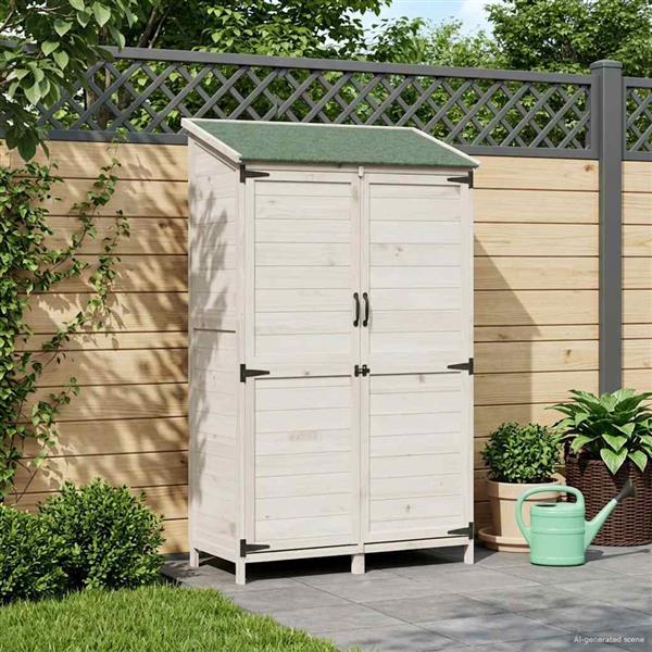 Grote foto vidaxl tuinschuur met dak wit 106 5 x 56 x 176 cm massief vurenhout tuin en terras tuinhuisjes en blokhutten
