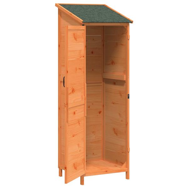 Grote foto vidaxl tuinschuur met dak bruin 59 5 x 56 x 176 5 cm massief vurenhout tuin en terras tuinhuisjes en blokhutten