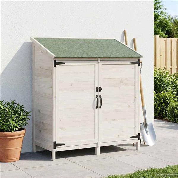 Grote foto vidaxl tuinschuur met dak wit 106 5 x 56 x 113 5 cm massief vurenhout tuin en terras tuinhuisjes en blokhutten