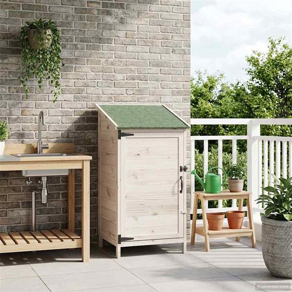 Grote foto vidaxl tuinschuur met dak wit 59 x 56 x 113 5 cm massief vurenhout tuin en terras tuinhuisjes en blokhutten