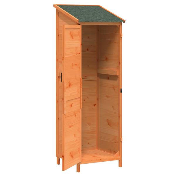 Grote foto vidaxl tuinschuur met dak bruin 59 5 x 56 x 176 5 cm massief vurenhout tuin en terras tuinhuisjes en blokhutten
