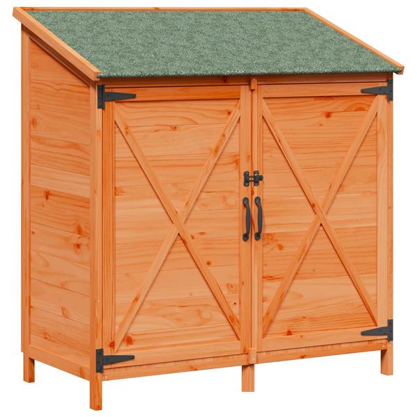 Grote foto vidaxl tuinschuur met dak bruin 106 x 56 x 113 5 cm massief vurenhout tuin en terras tuinhuisjes en blokhutten