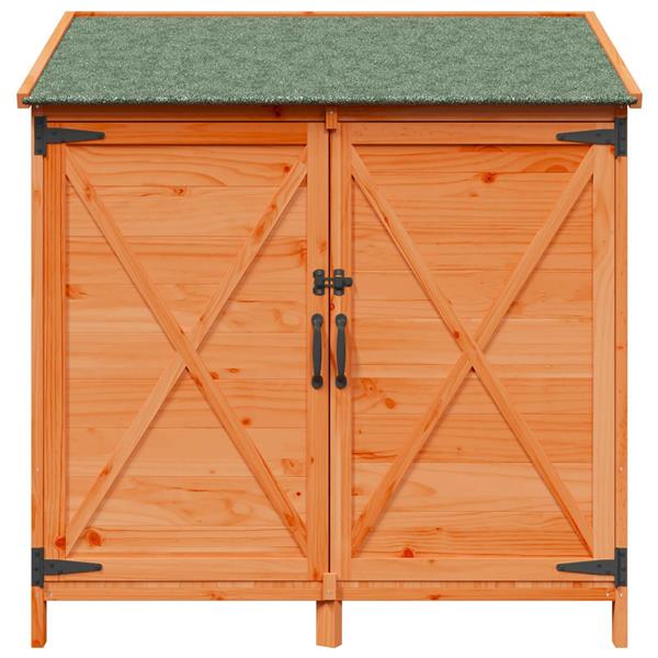 Grote foto vidaxl tuinschuur met dak bruin 106 x 56 x 113 5 cm massief vurenhout tuin en terras tuinhuisjes en blokhutten