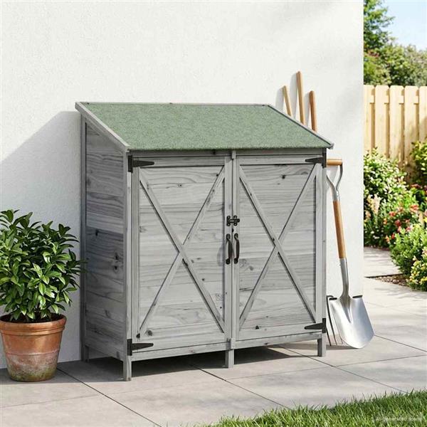 Grote foto vidaxl tuinschuur grijs 106 x 56 x 113 5 cm bewerkt hout tuin en terras tuinhuisjes en blokhutten