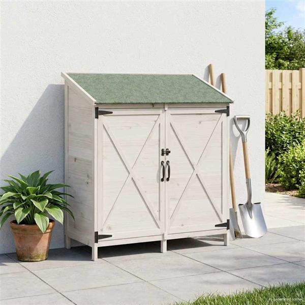 Grote foto vidaxl tuinschuur met dak wit 106 x 56 x 113 5 cm massief vurenhout tuin en terras tuinhuisjes en blokhutten