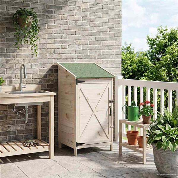Grote foto vidaxl tuinschuur met dak wit 59 5 x 56 x 113 5 cm massief vurenhout tuin en terras tuinhuisjes en blokhutten