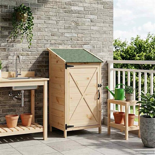 Grote foto vidaxl tuinschuur naturel 59 5 x 56 x 113 5 cm massief vurenhout tuin en terras tuinhuisjes en blokhutten