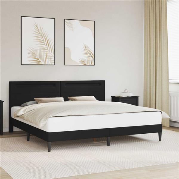 Grote foto vidaxl bedframe met led stripverlichting zwart 180 x 200 cm kunstleer antiek en kunst stoelen en banken
