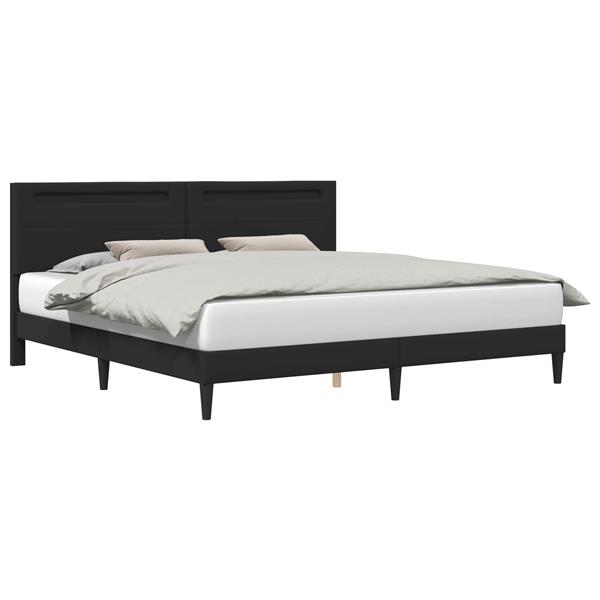 Grote foto vidaxl bedframe met led stripverlichting zwart 180 x 200 cm kunstleer antiek en kunst stoelen en banken