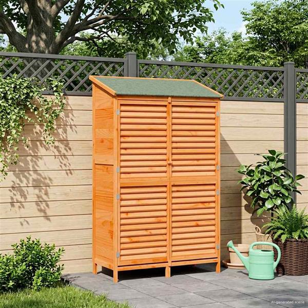 Grote foto vidaxl tuinschuur met dak bruin 106 x 56 x 176 5 cm massief vurenhout tuin en terras tuinhuisjes en blokhutten