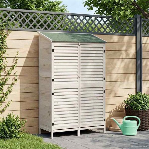 Grote foto vidaxl tuinschuur met dak wit 106 x 56 x 176 5 cm massief vurenhout tuin en terras tuinhuisjes en blokhutten