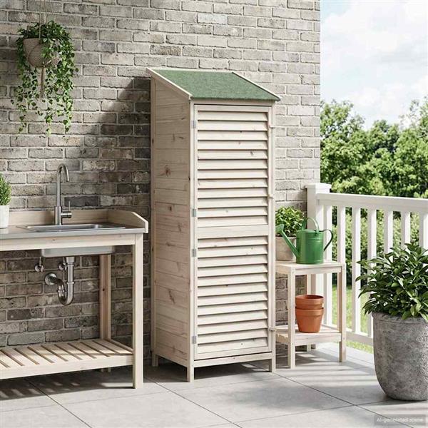 Grote foto vidaxl tuinschuur met dak wit 59 x 56 x 176 cm massief vurenhout tuin en terras tuinhuisjes en blokhutten