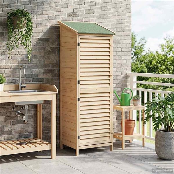 Grote foto vidaxl tuinschuur met dak naturel 59 x 56 x 176 cm massief vurenhout tuin en terras tuinhuisjes en blokhutten