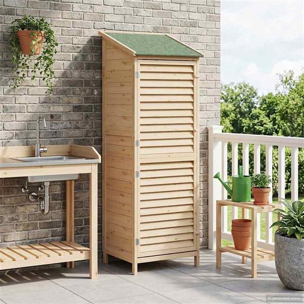 Grote foto vidaxl tuinschuur met dak naturel 59 x 56 x 176 cm massief vurenhout tuin en terras tuinhuisjes en blokhutten