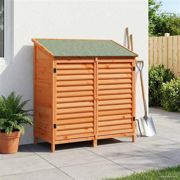 Grote foto vidaxl tuinschuur met dak bruin 106 x 56 x 113 5 cm massief vurenhout tuin en terras tuinhuisjes en blokhutten