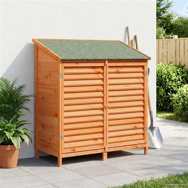 Grote foto vidaxl tuinschuur met dak bruin 106 x 56 x 113 5 cm massief vurenhout tuin en terras tuinhuisjes en blokhutten