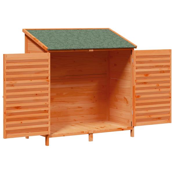 Grote foto vidaxl tuinschuur met dak bruin 106 x 56 x 113 5 cm massief vurenhout tuin en terras tuinhuisjes en blokhutten