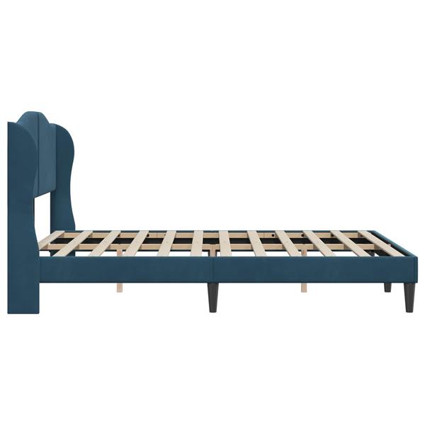 Grote foto vidaxl bedframe met hoofdeinde blauw 160 x 200 cm fluweel antiek en kunst stoelen en banken