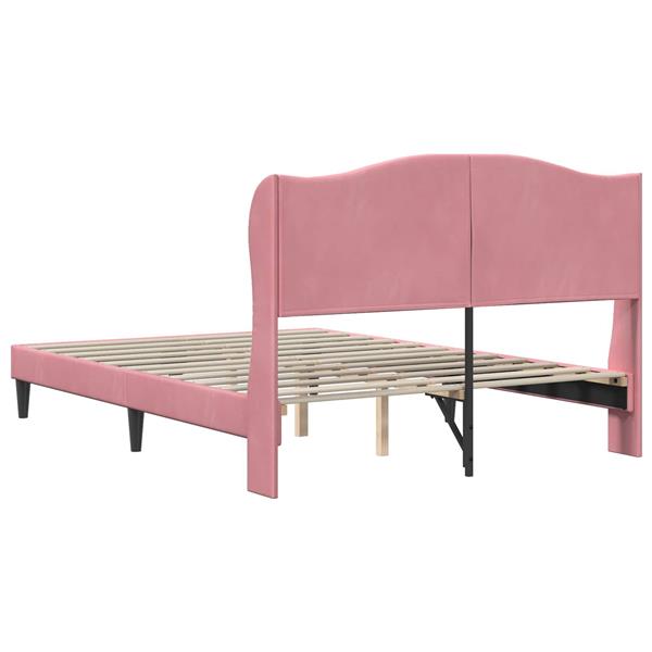 Grote foto vidaxl bedframe met hoofdeinde roze 160 x 200 cm fluweel antiek en kunst stoelen en banken