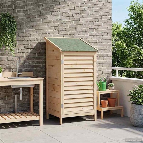 Grote foto vidaxl tuinschuur met dak naturel 59 x 56 x 113 5 cm massief vurenhout tuin en terras tuinhuisjes en blokhutten