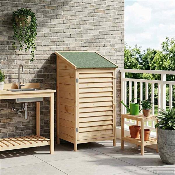 Grote foto vidaxl tuinschuur met dak naturel 59 x 56 x 113 5 cm massief vurenhout tuin en terras tuinhuisjes en blokhutten