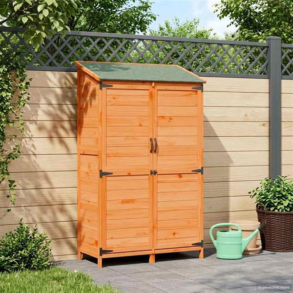 Grote foto vidaxl tuinschuur met dak bruin 106 5 x 56 x 176 cm massief vurenhout tuin en terras tuinhuisjes en blokhutten
