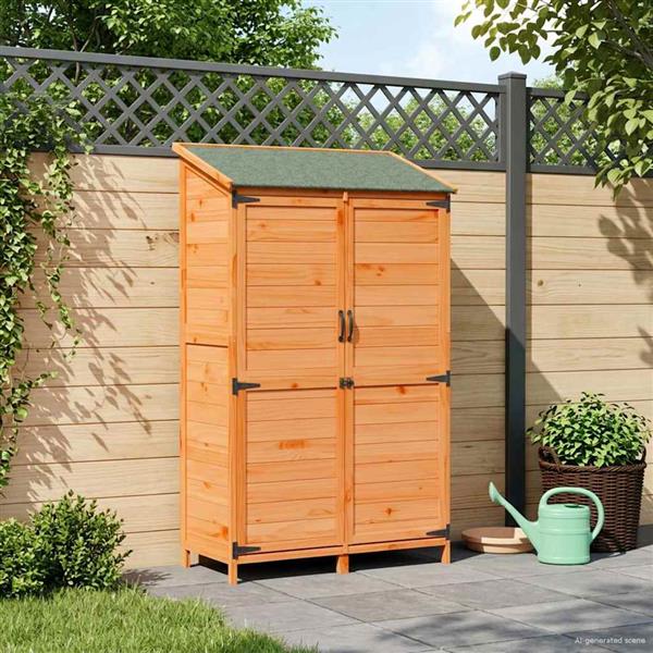 Grote foto vidaxl tuinschuur met dak bruin 106 5 x 56 x 176 cm massief vurenhout tuin en terras tuinhuisjes en blokhutten