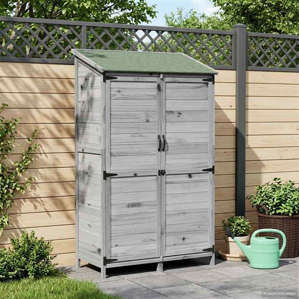 Grote foto vidaxl tuinschuur met dak grijs 106 5 x 56 x 176 cm massief vurenhout tuin en terras tuinhuisjes en blokhutten