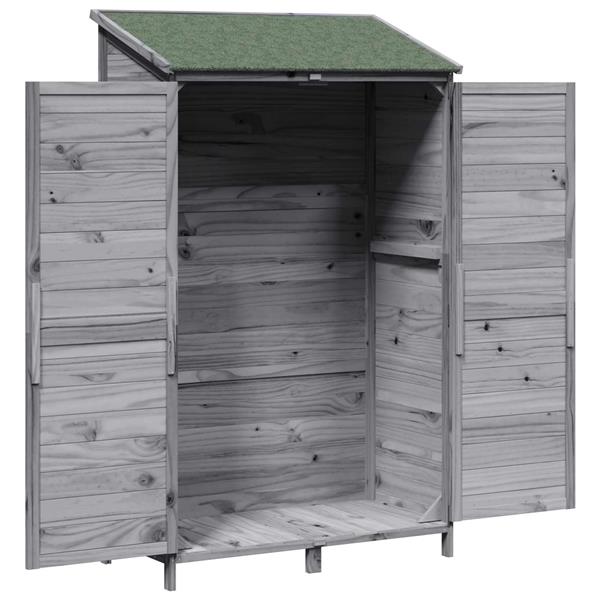 Grote foto vidaxl tuinschuur met dak grijs 106 5 x 56 x 176 cm massief vurenhout tuin en terras tuinhuisjes en blokhutten