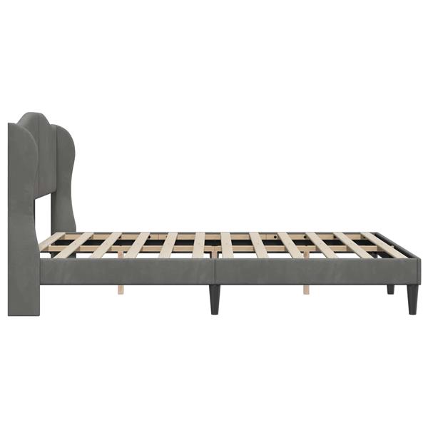 Grote foto vidaxl bedframe met hoofdeinde donkergrijs 120 x 200 cm fluweel antiek en kunst stoelen en banken