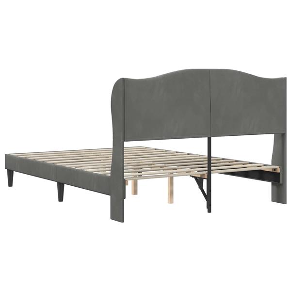 Grote foto vidaxl bedframe met hoofdeinde donkergrijs 120 x 200 cm fluweel antiek en kunst stoelen en banken