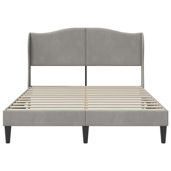 Grote foto vidaxl bedframe met hoofdeinde lichtgrijs 120 x 200 cm fluweel antiek en kunst stoelen en banken