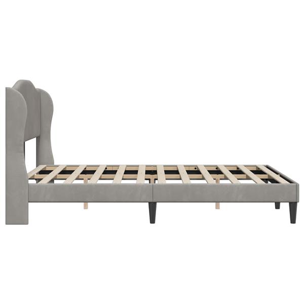 Grote foto vidaxl bedframe met hoofdeinde lichtgrijs 120 x 200 cm fluweel antiek en kunst stoelen en banken