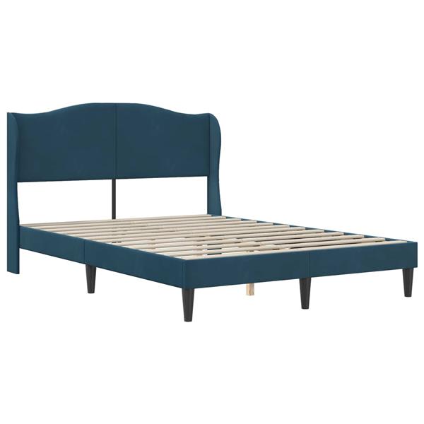 Grote foto vidaxl bedframe met hoofdeinde blauw 120 x 190 cm fluweel antiek en kunst stoelen en banken