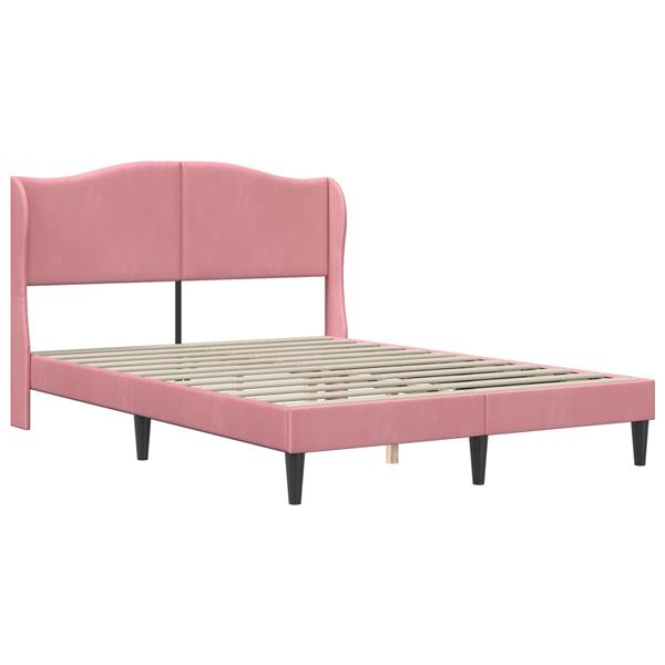 Grote foto vidaxl bedframe met hoofdeinde roze 120 x 190 cm fluweel antiek en kunst stoelen en banken
