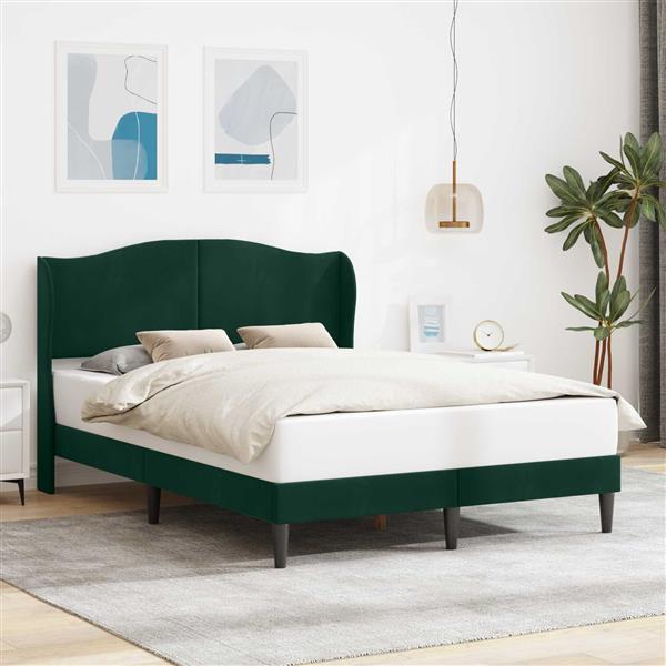 Grote foto vidaxl bedframe met hoofdeinde donkergroen 120 x 190 cm fluweel antiek en kunst stoelen en banken