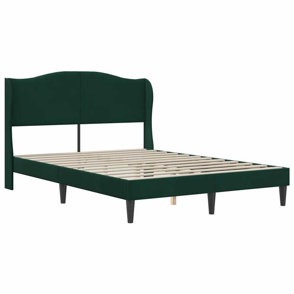 Grote foto vidaxl bedframe met hoofdeinde donkergroen 120 x 190 cm fluweel antiek en kunst stoelen en banken