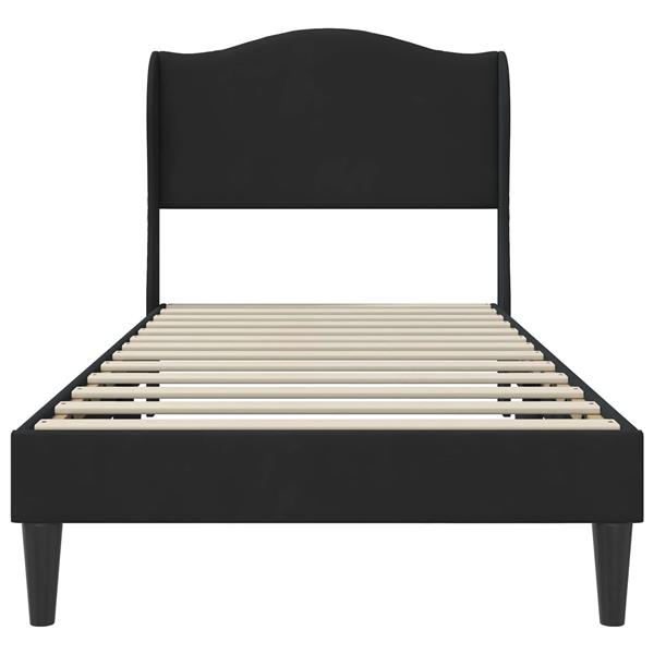 Grote foto vidaxl bedframe met hoofdeinde zwart 100 x 200 cm fluweel antiek en kunst stoelen en banken