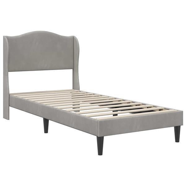 Grote foto vidaxl bedframe met hoofdeinde lichtgrijs 100 x 200 cm fluweel antiek en kunst stoelen en banken