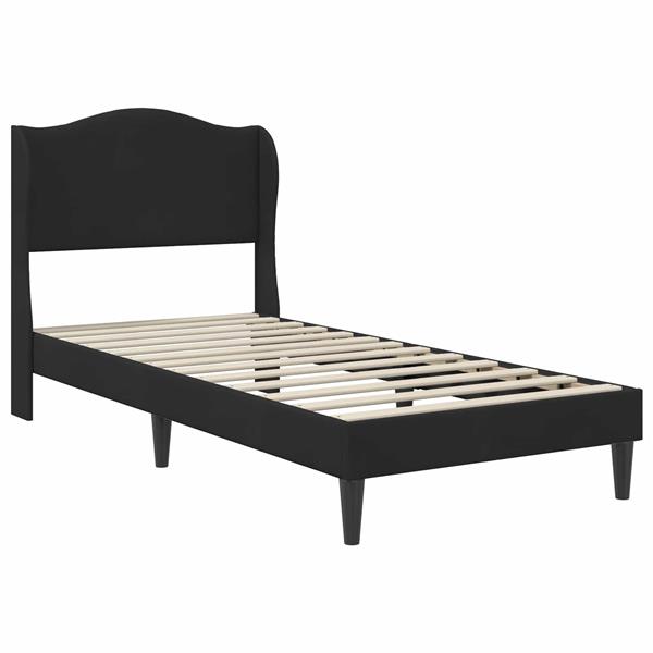 Grote foto vidaxl bedframe met hoofdeinde zwart 90 x 200 cm fluweel antiek en kunst stoelen en banken