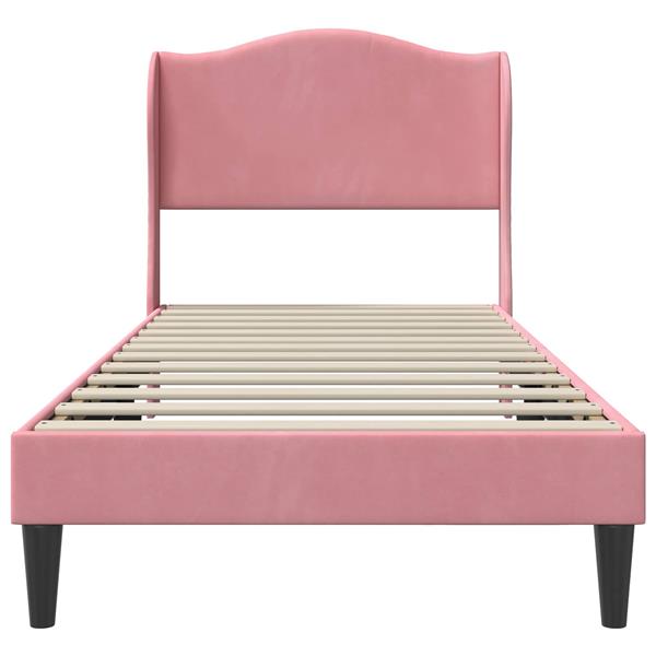 Grote foto vidaxl bedframe met hoofdeinde roze 90 x 200 cm fluweel antiek en kunst stoelen en banken
