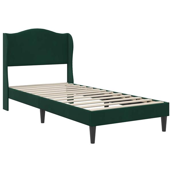 Grote foto vidaxl bedframe met hoofdeinde donkergroen 90 x 200 cm fluweel antiek en kunst stoelen en banken