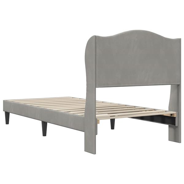 Grote foto vidaxl bedframe met hoofdeinde lichtgrijs 90 x 200 cm fluweel antiek en kunst stoelen en banken