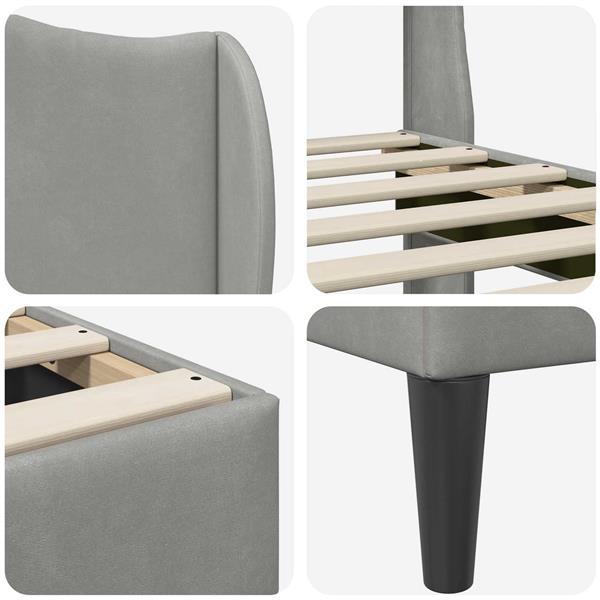 Grote foto vidaxl bedframe met hoofdeinde lichtgrijs 90 x 200 cm fluweel antiek en kunst stoelen en banken