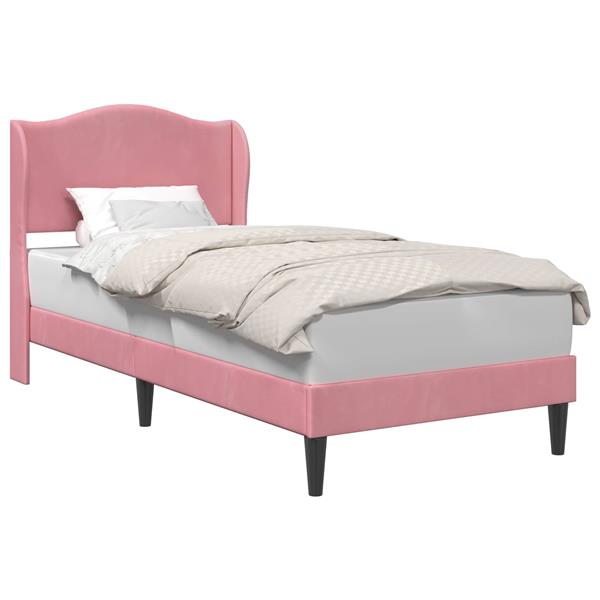 Grote foto vidaxl bedframe met hoofdeinde roze 90 x 190 cm fluweel antiek en kunst stoelen en banken