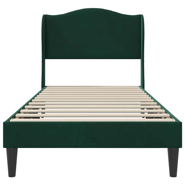 Grote foto vidaxl bedframe met hoofdeinde donkergroen 90 x 190 cm fluweel antiek en kunst stoelen en banken