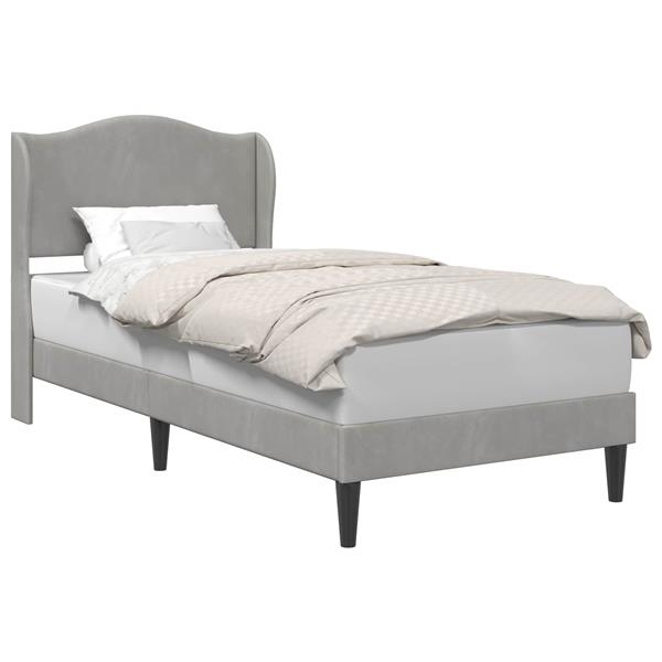 Grote foto vidaxl bedframe met hoofdeinde lichtgrijs 90 x 190 cm fluweel antiek en kunst stoelen en banken